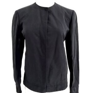 [Giorgio Armani] Black Nylon Long-Sleeve Button Blazer Jacket Ladies EU 38/US 2